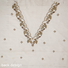 White - zardozi hand embroidery slub silk plain blouse