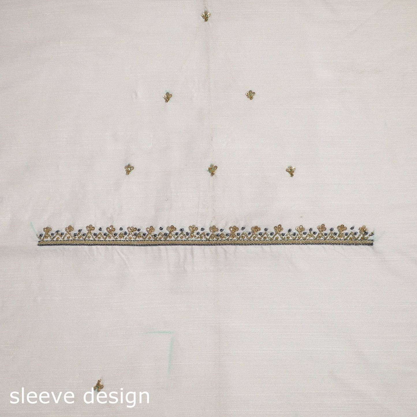 White - zardozi hand embroidery slub silk plain blouse