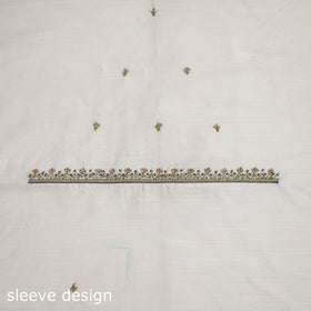 White - zardozi hand embroidery slub silk plain blouse