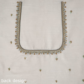 White - zardozi hand embroidery slub silk plain blouse