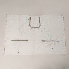 White - zardozi hand embroidery slub silk plain blouse