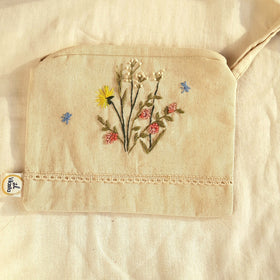 Buy Wildflower Bouquet Hand Embroidered Utility Pouch