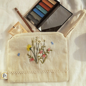 Buy Wildflower Bouquet Hand Embroidered Utility Pouch