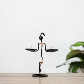 Deer - Bastar Tribal Wrought Iron Candle Stand Online in India 