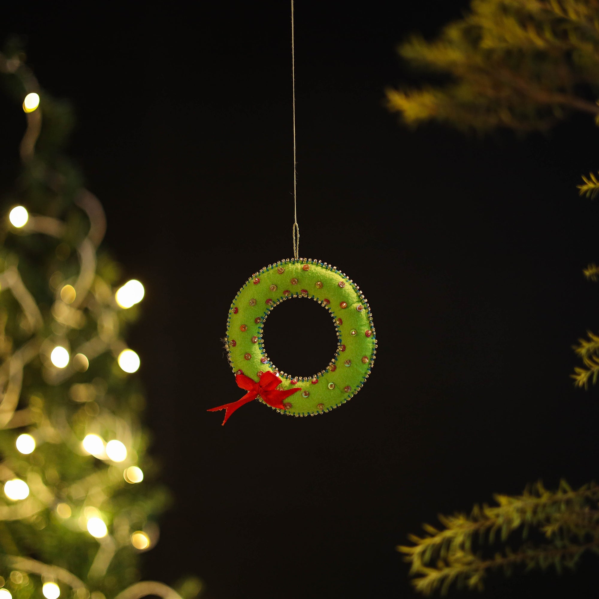 Wreath felt ornament - handmade christmas decor 52