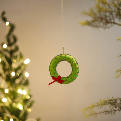 Wreath felt ornament - handmade christmas decor 52