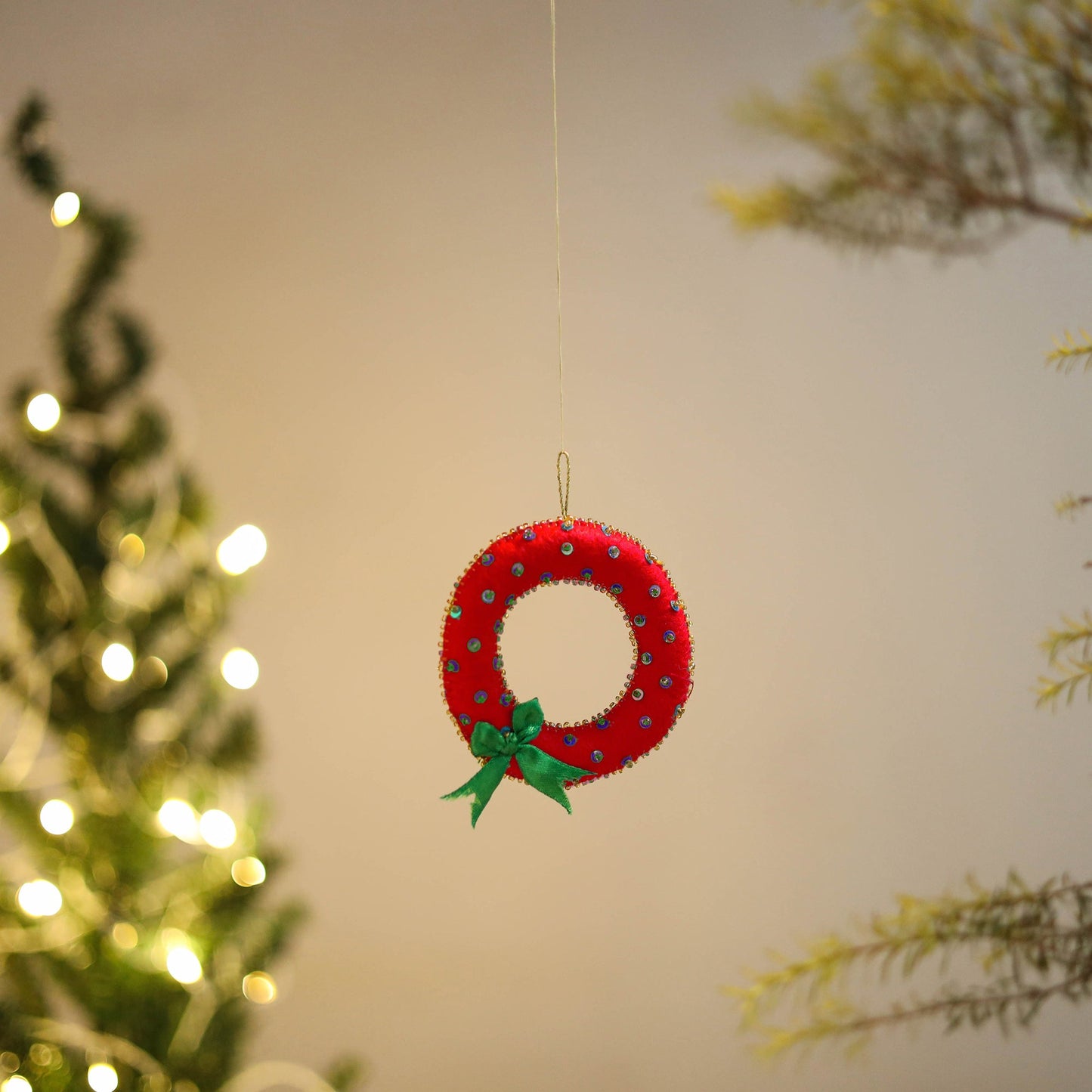 Shop Wreath Felt Ornament - Handmade Christmas Decor