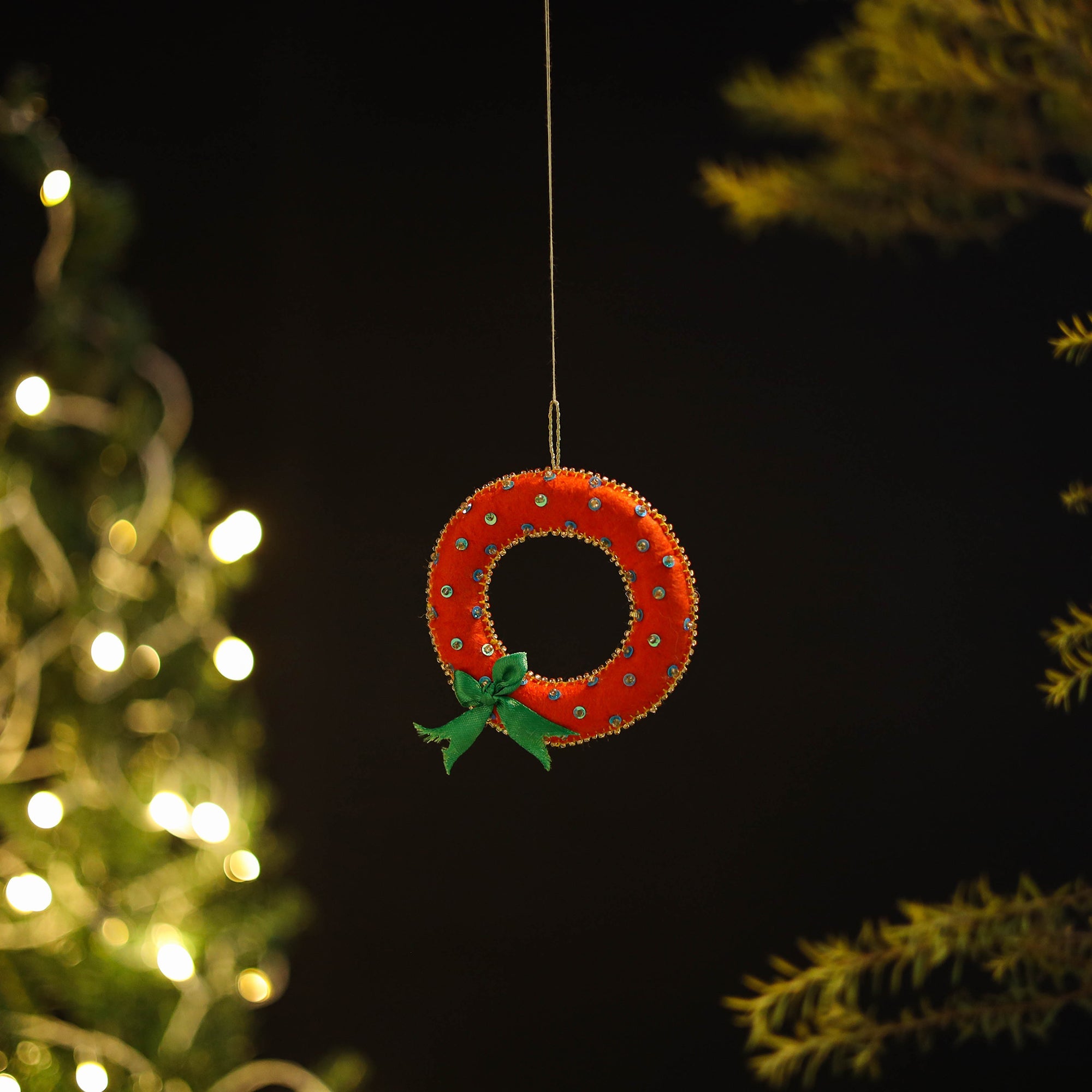 Shop Wreath Felt Ornament - Handmade Christmas Decor