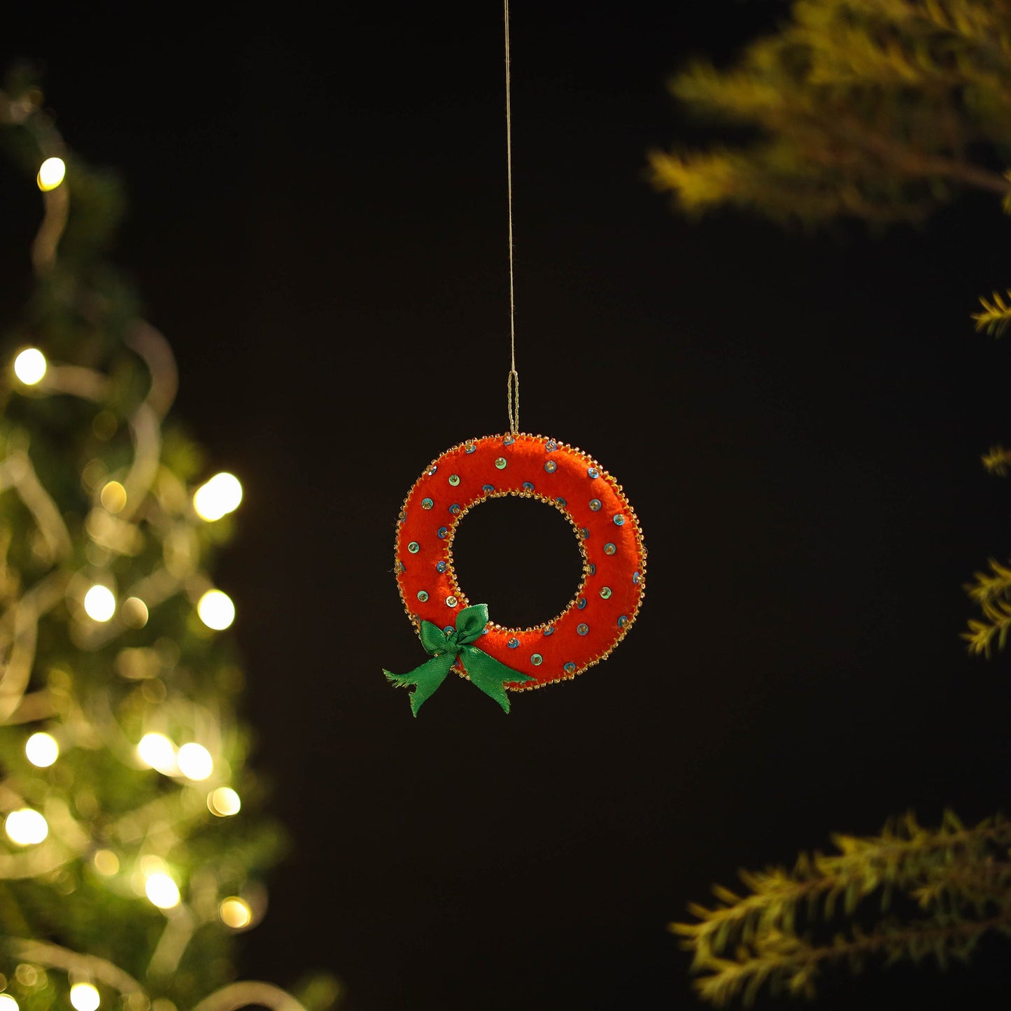 Shop Wreath Felt Ornament - Handmade Christmas Decor