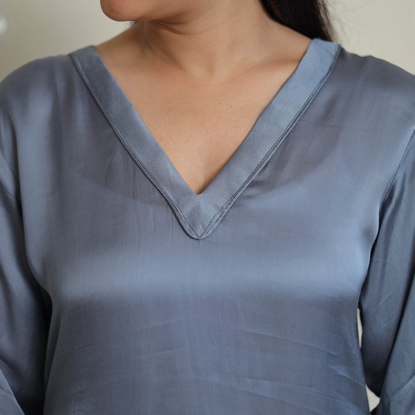 Yashasmini grey modal silk plain straight kurta