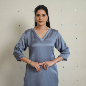 Yashasmini grey modal silk plain straight kurta