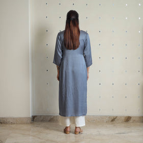 Yashasmini grey modal silk plain straight kurta