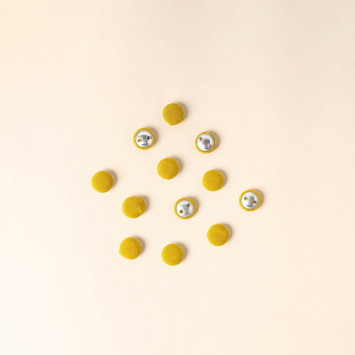  Yellow Handmade Fabric Button Small at iTokri
