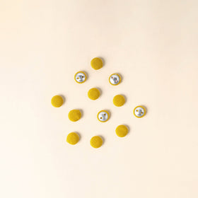  Yellow Handmade Fabric Button Small at iTokri
