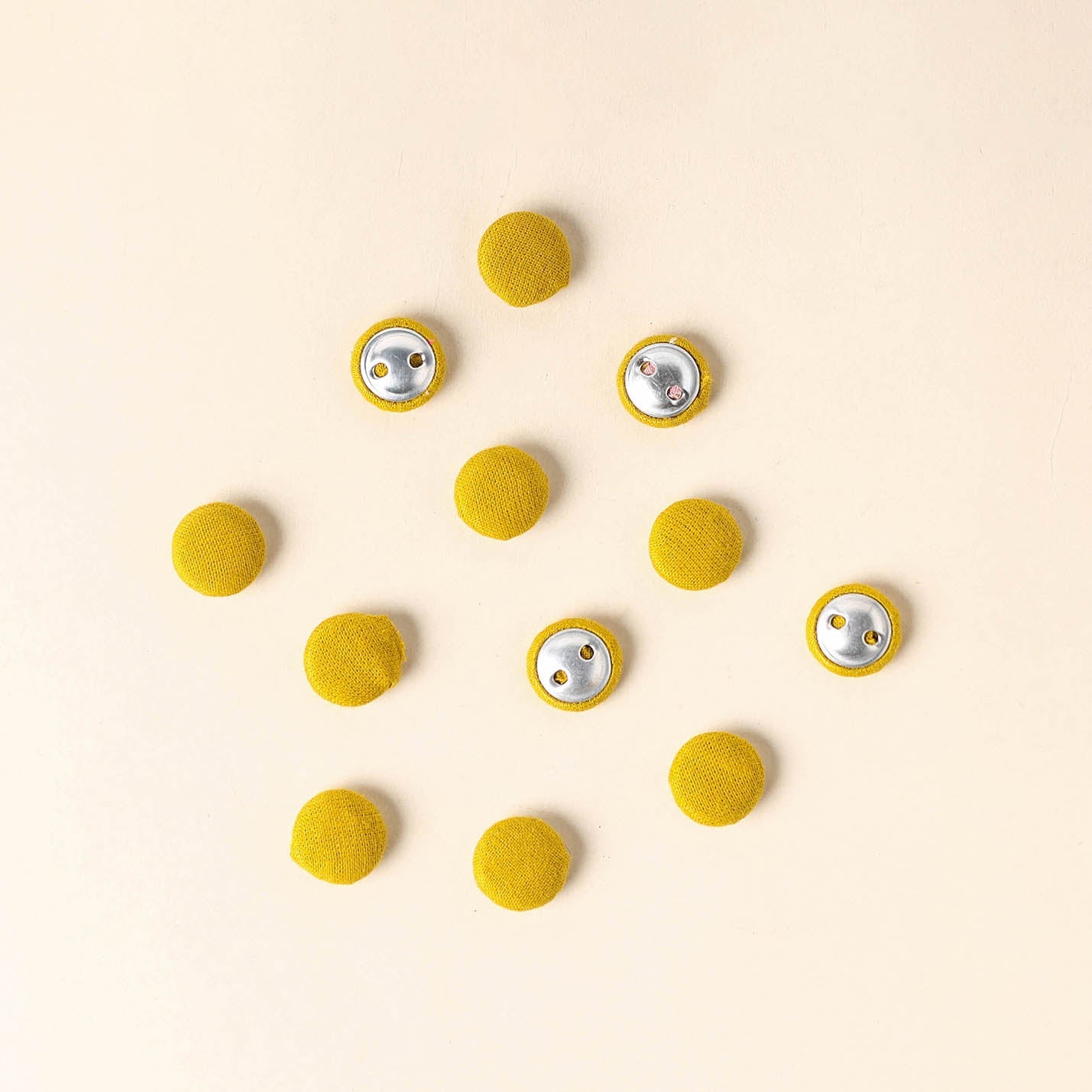  Yellow Handmade Fabric Button Small at iTokri
