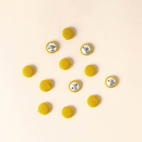  Yellow Handmade Fabric Button Small at iTokri