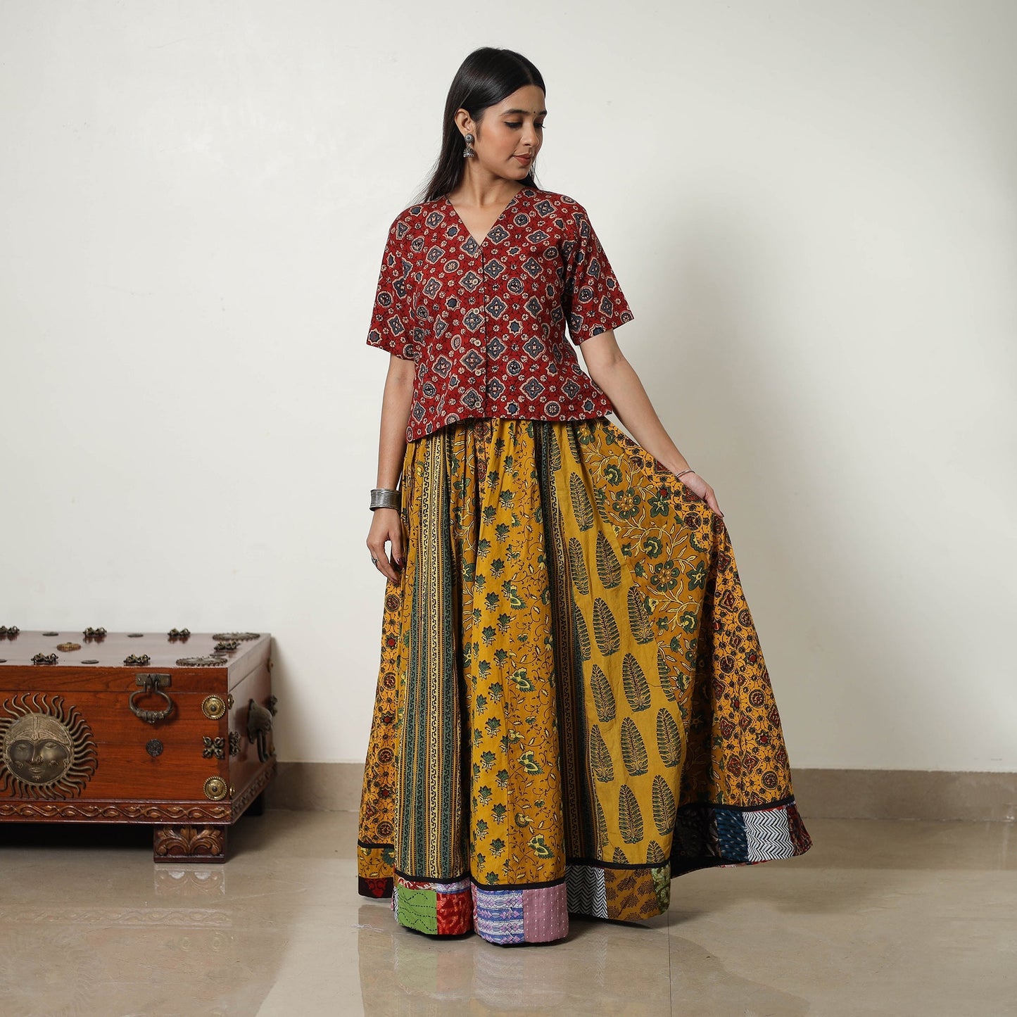 ajrakh skirt