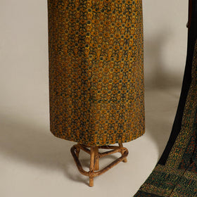 Buy Yellow 2pc Block Print Natural Dyed Ajrakh Dress Material