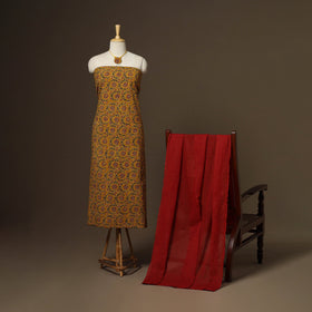 2pc cotton unstitched dress material with jewellery set 15