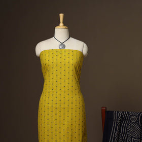 Yellow - 2pc cotton unstitched jacquard dress material