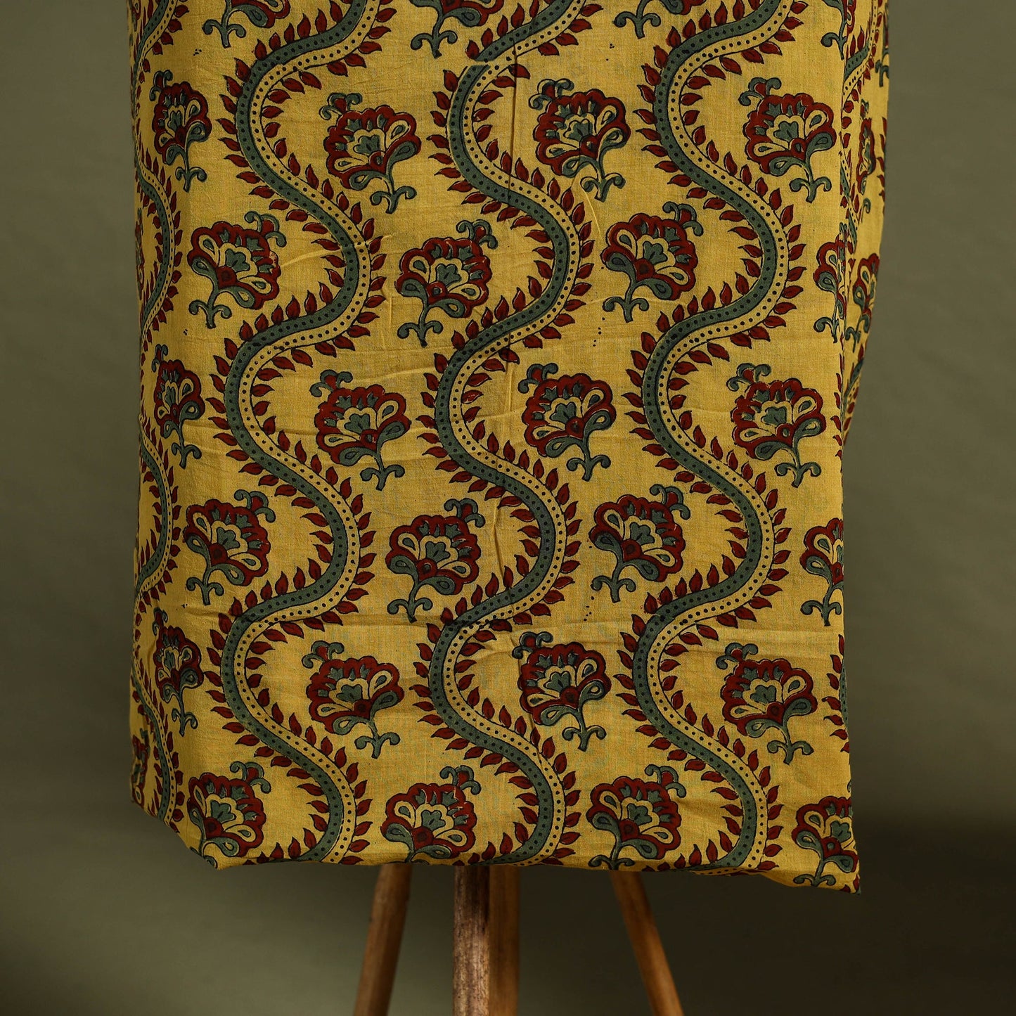 Yellow 2pc Cotton Ajrakh Print Kurta with Ikat Dupatta