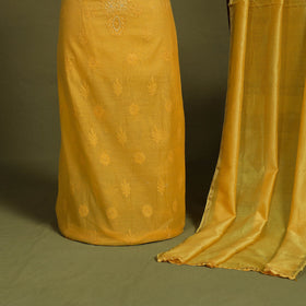 2pc Hand Embroidery Chanderi Silk Chikankari Dress Material