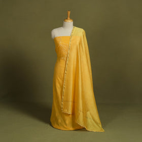 2pc Hand Embroidery Chanderi Silk Chikankari Dress Material