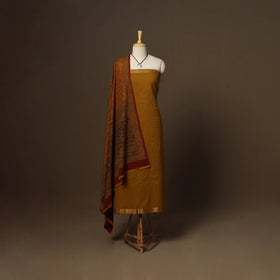 Yellow - 2pc handloom cotton unstitched mangalagiri dress