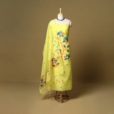 2pc handloom silk cotton unstitched phulia jamdani dress