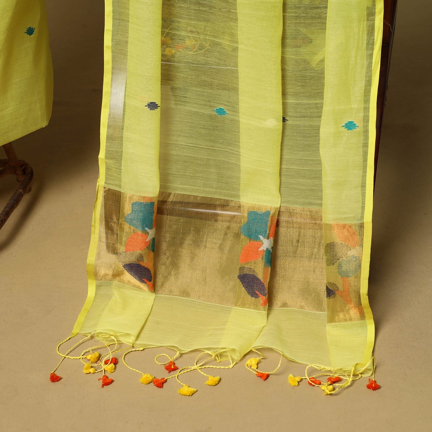 2pc handloom silk cotton unstitched phulia jamdani dress