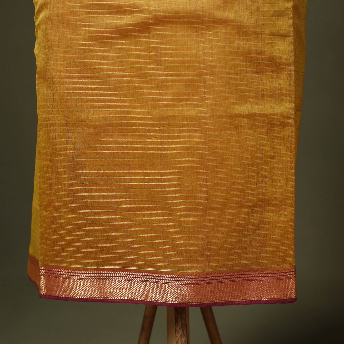 Yellow 2pc Handloom Unstitched Maheshwari Dress Material with Border
