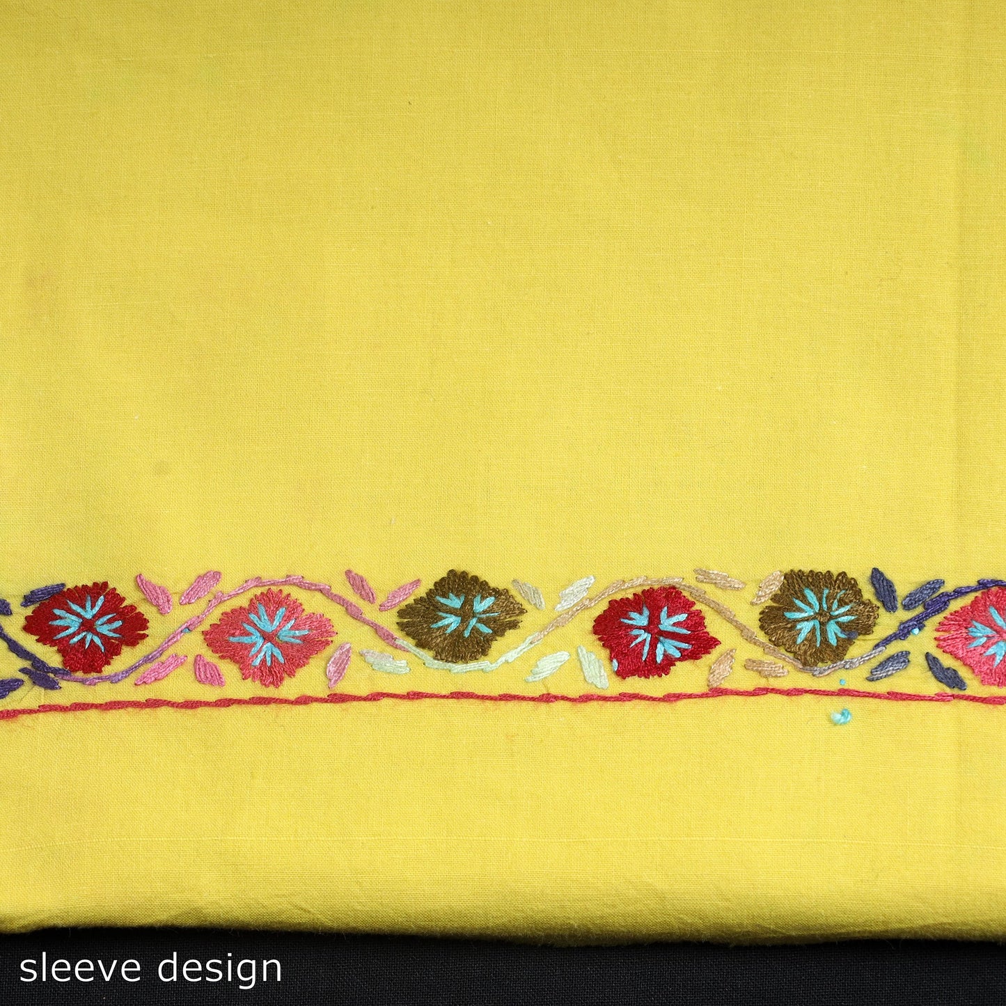 Yellow - 2pc kashida hand embroidery cotton unstitched