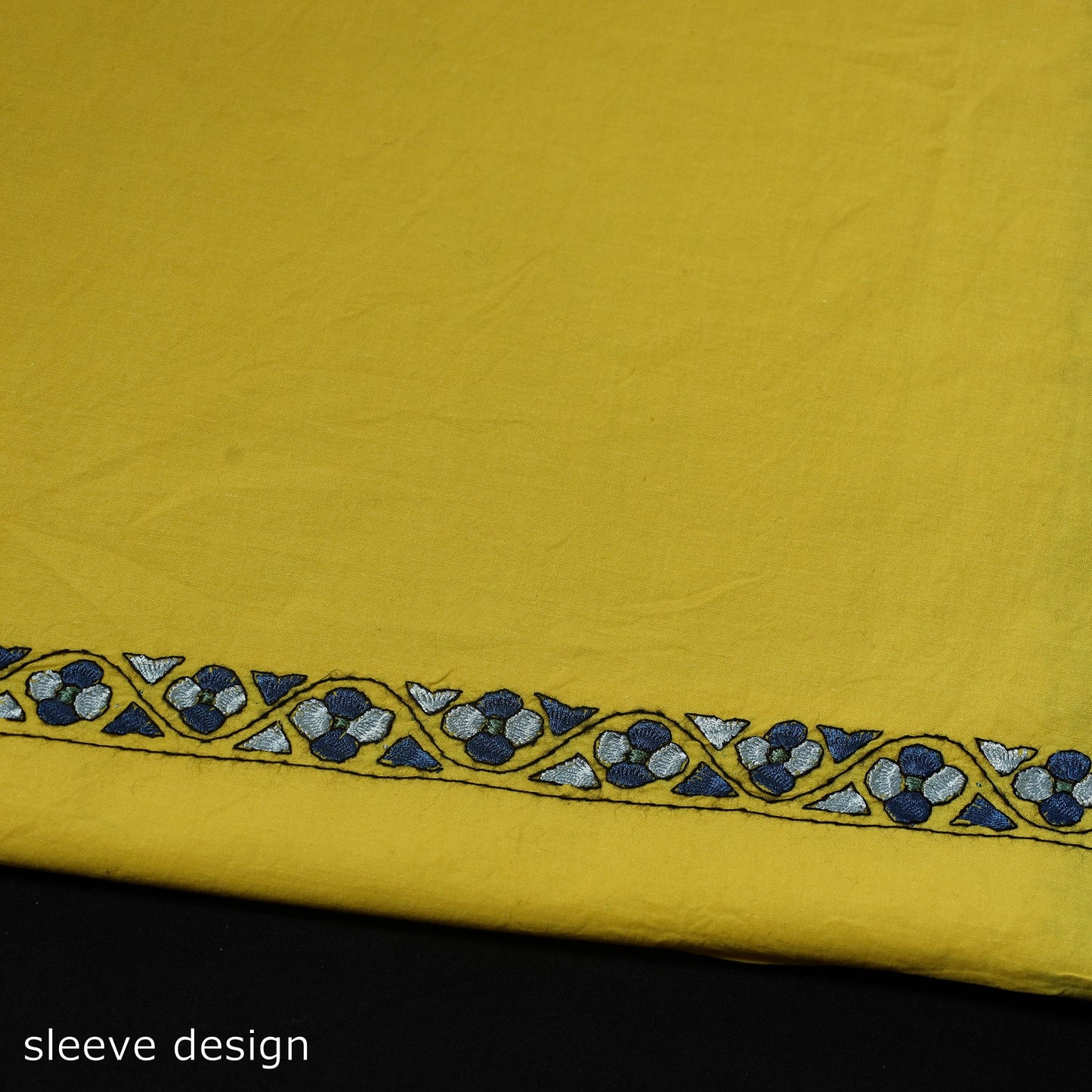  Yellow 2pc Kashida Hand Embroidery Cotton Dress Material