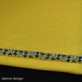  Yellow 2pc Kashida Hand Embroidery Cotton Dress Material