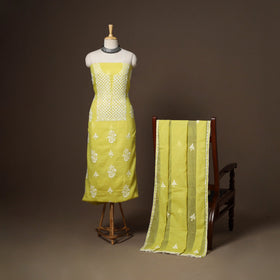 Yellow - 2pc kota doria cotton unstitched lucknow