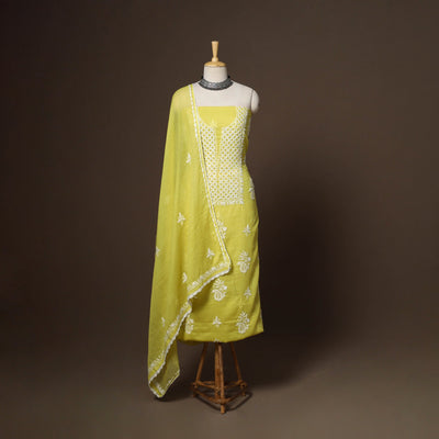 Yellow - 2pc kota doria cotton unstitched lucknow