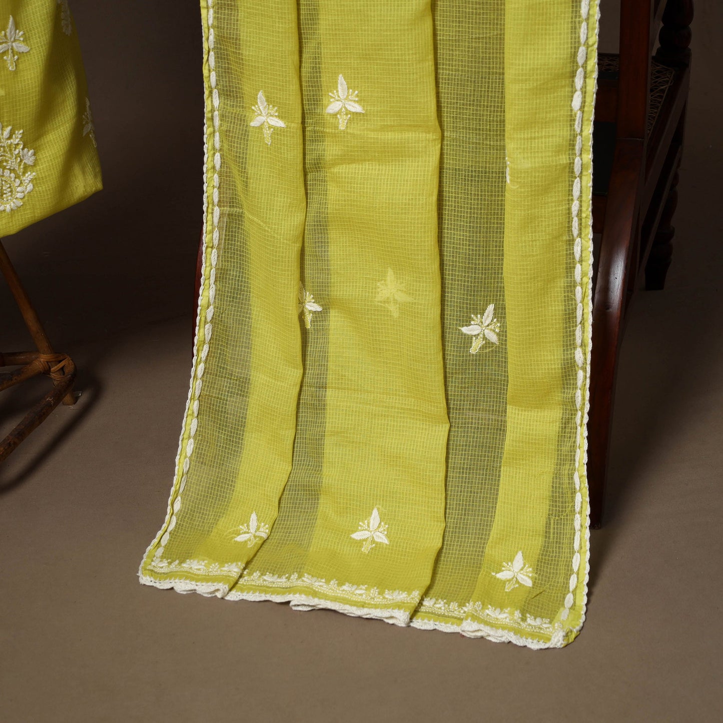 Yellow - 2pc kota doria cotton unstitched lucknow