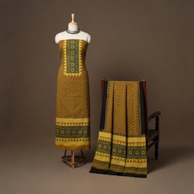 Yellow - 2pc natural dyed cotton unstitched dress material