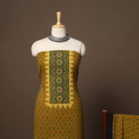 Yellow - 2pc natural dyed cotton unstitched dress material
