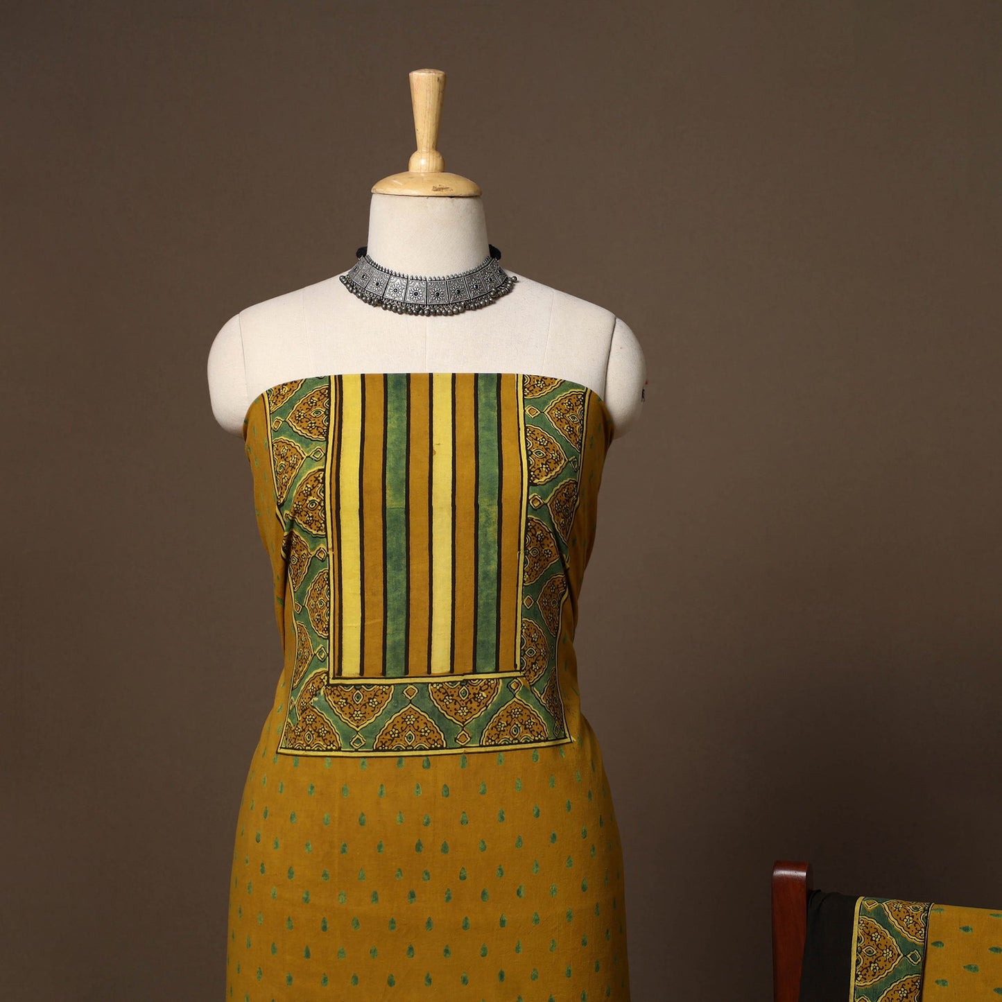 Yellow - 2pc natural dyed cotton unstitched dress material