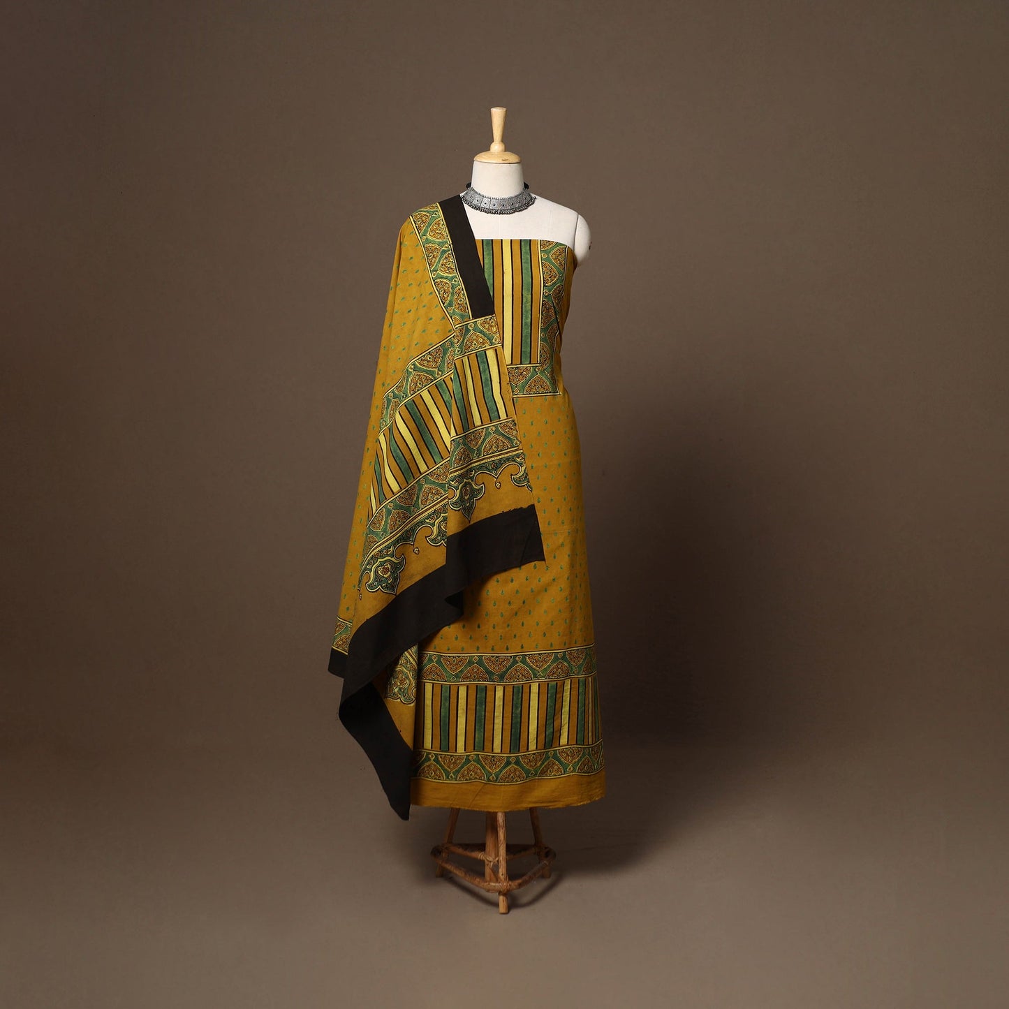 Yellow - 2pc natural dyed cotton unstitched dress material