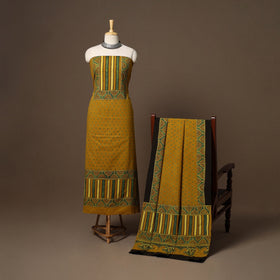 Yellow - 2pc natural dyed cotton unstitched dress material