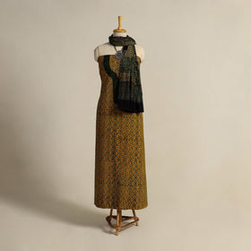 Buy Yellow 2pc Block Print Natural Dyed Ajrakh Dress Material