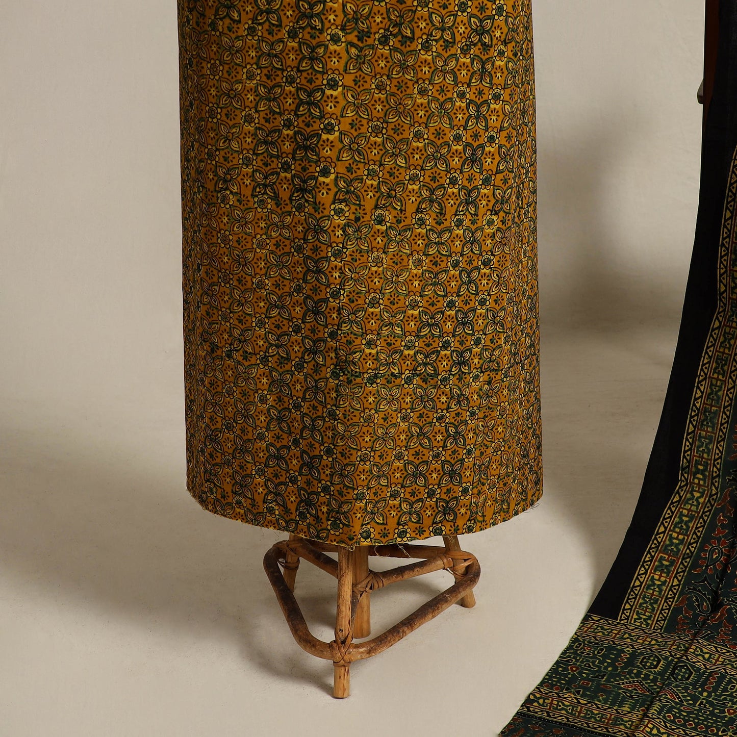 Buy Yellow 2pc Block Print Natural Dyed Ajrakh Dress Material