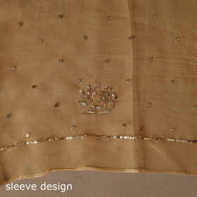 Yellow - 2pc organza silk unstitched mukaish handwork dress
