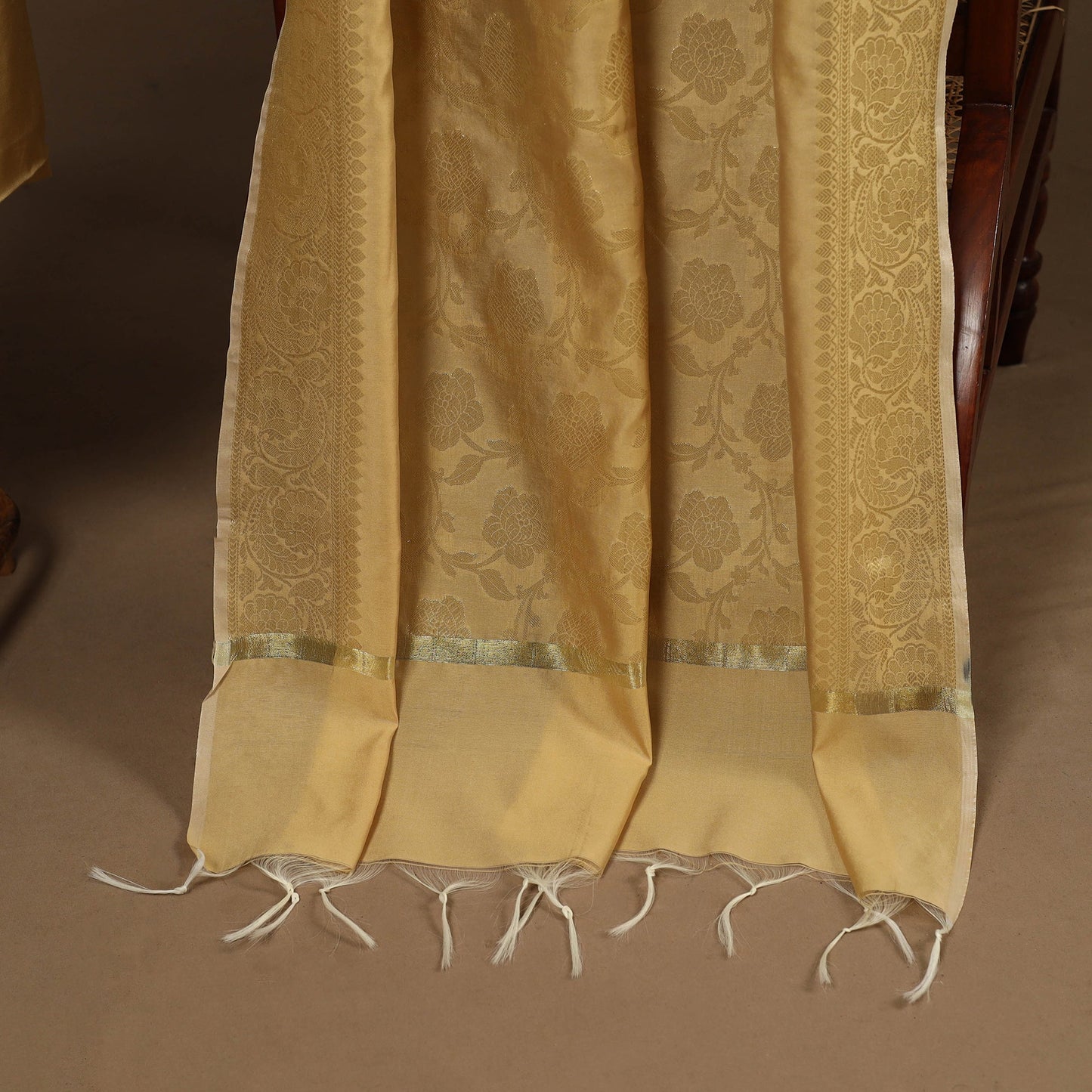 Yellow - 2pc slub silk unstitched plain dress material