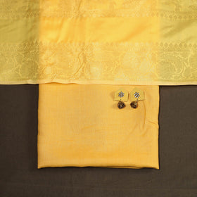 Yellow - 2pc slub silk unstitched plain dress material