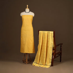 Yellow - 2pc slub silk unstitched plain dress material