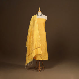 Yellow - 2pc slub silk unstitched plain dress material