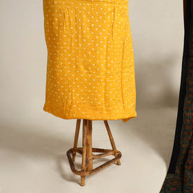  yellow 2pc Tie-Dye Cotton Bandhani Kurta with Ajrakh Dupatta